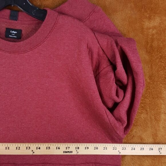 LUNYA Mens Sweatshirt Large Maroon Pullover Crew RESTORE DOUBLE FACED LAHGO - Picture 6 of 9